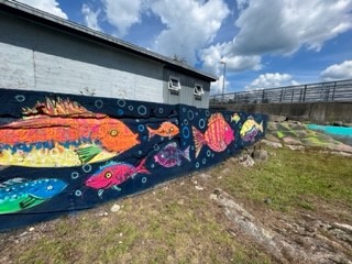 Fish painted for a mural