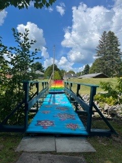 turtles painted on a bridge
