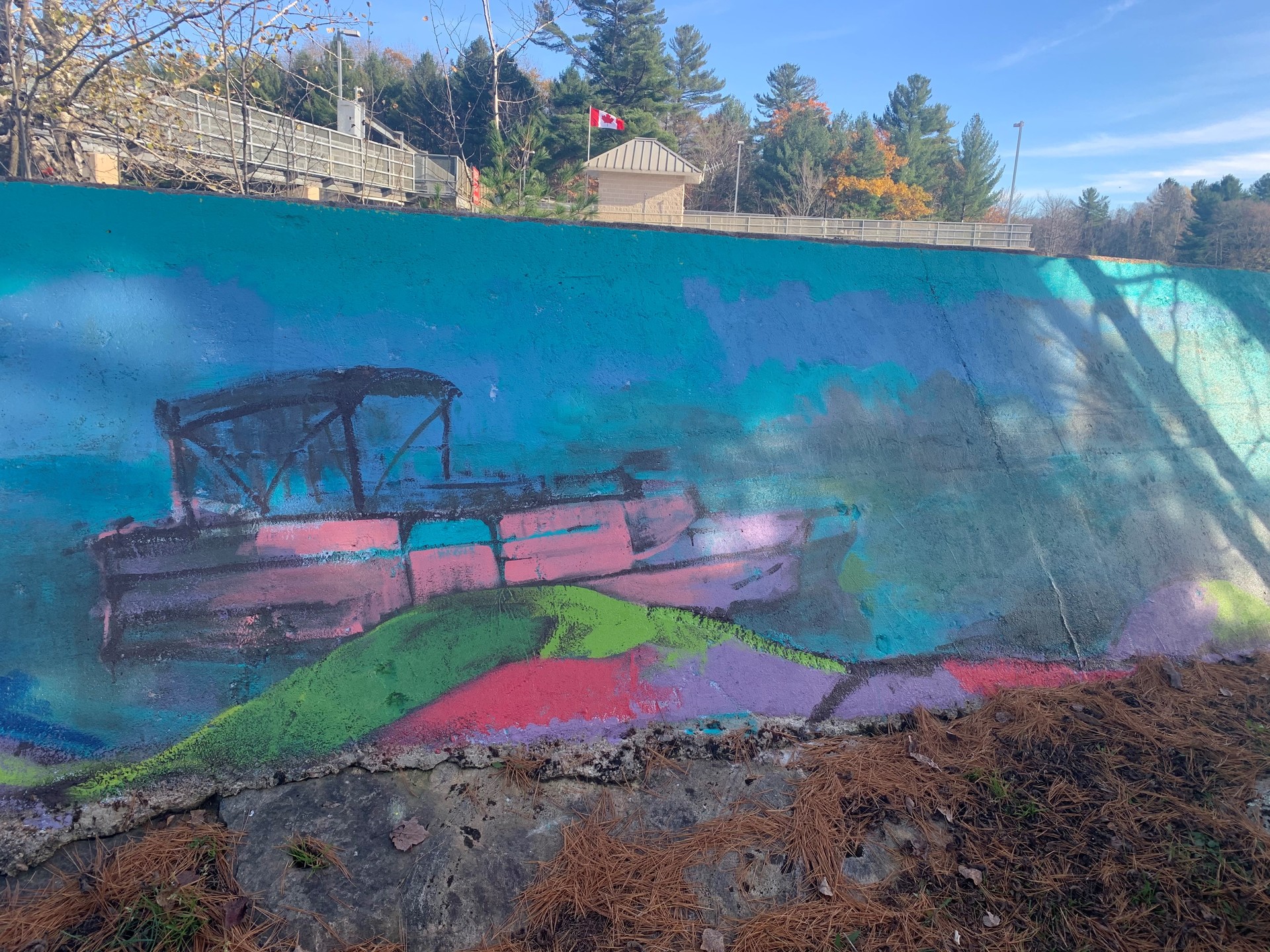 a boat on the mural