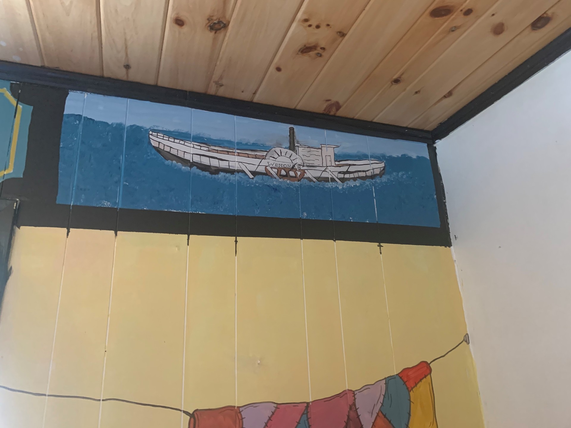 boat painted as part of the mural