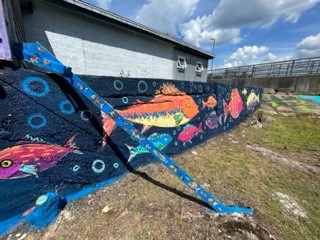 Fish painted for a mural