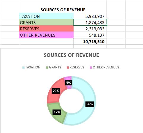 Pie chart the shows revenue